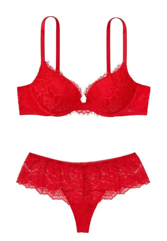 Комплект Бюстгальтер пуш-ап & Трусики тонг Lace Hipster Dream Angels Victoria's Secret