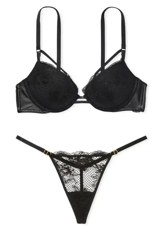 Комплект Бюстгальтер пуш-ап & Трусики тонг Lace-trim Very Sexy Victoria's Secret